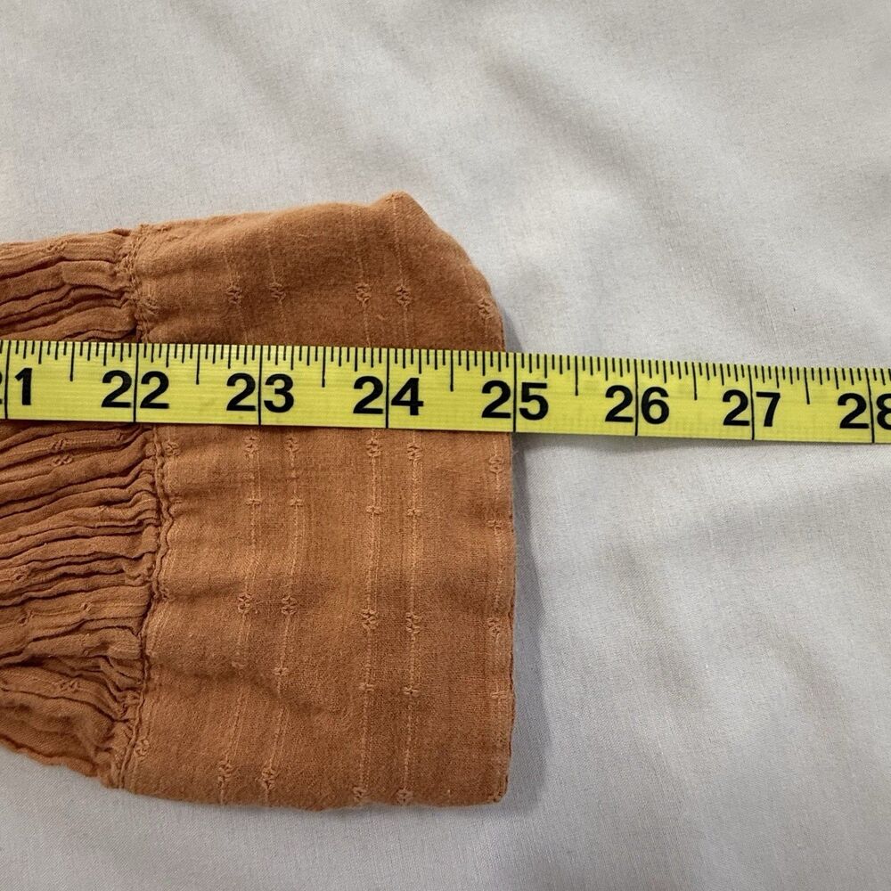 Free People Marigold Buttondown Top Burnt Orange Women Size Large Blouson Sleeve - Picture 10 of 13
